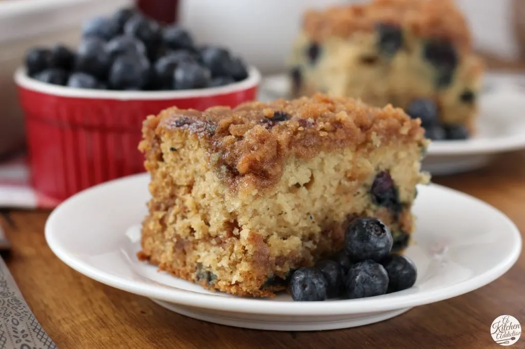 Cinnamon Swirl Blueberry Coffee Cake Recipe from A Kitchen Addiction