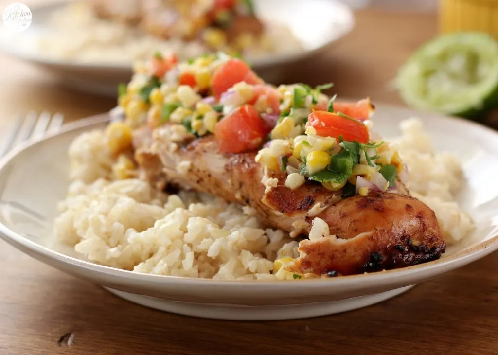 Grilled Honey Lime Chicken and Corn Salsa Recipe l www.a-kitchen-addiction.com