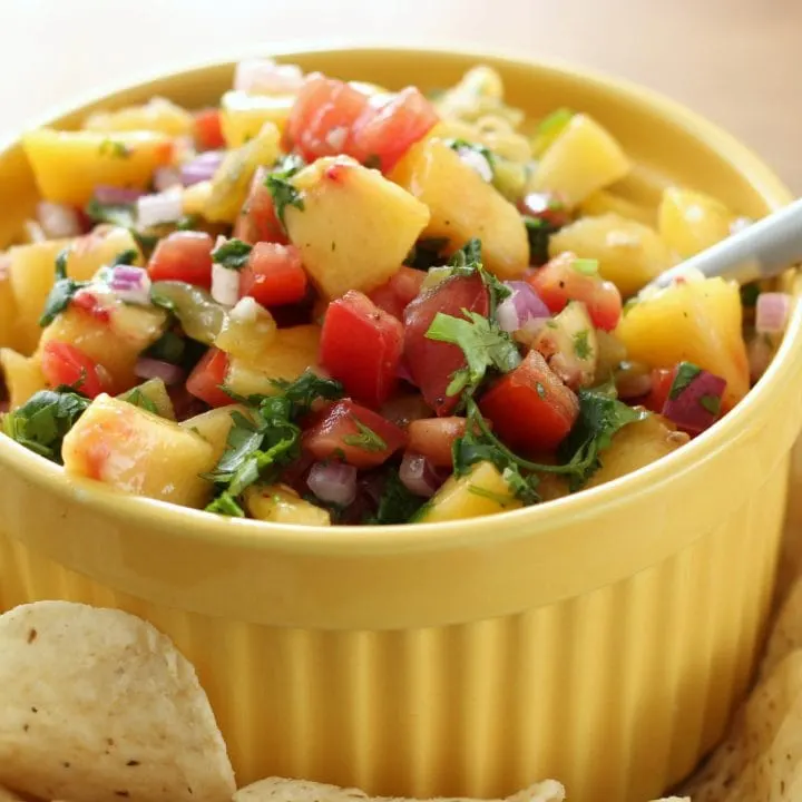 Homemade Peach Salsa Recipe l www.a-kitchen-addiction.com