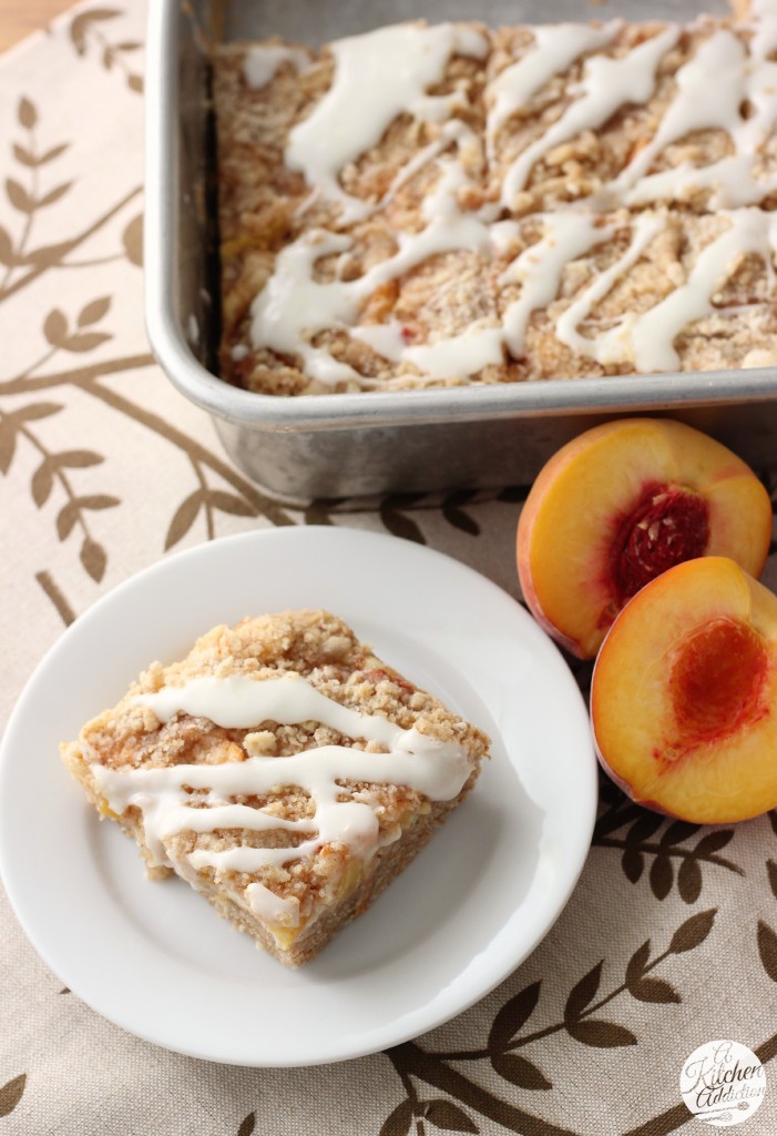 Peaches and Cream Cheese Coffee Cake Recipe l www.a-kitchen-addiction.com