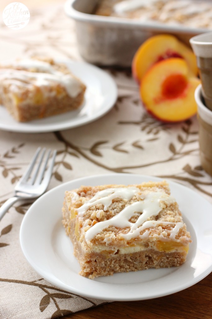 Peaches and Cream Cheese Coffee Cake Recipe l www.a-kitchen-addiction.com