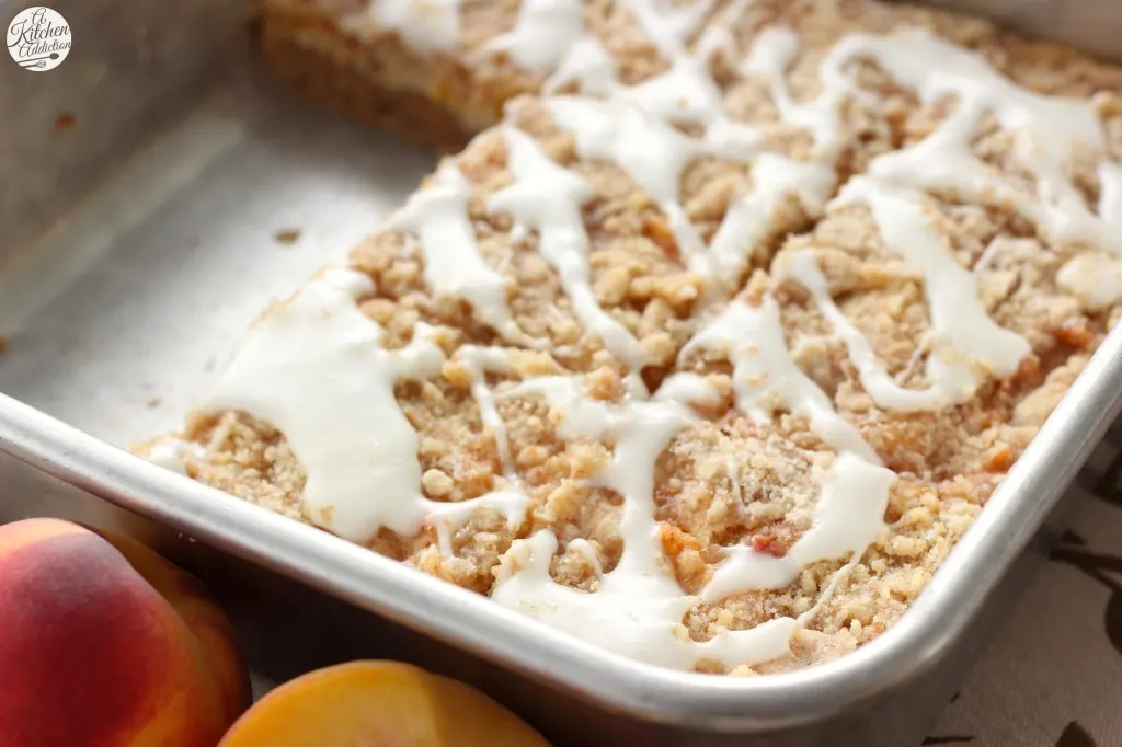 Peaches and Cream Cheese Coffee Cake Recipe l www.a-kitchen-addiction.com