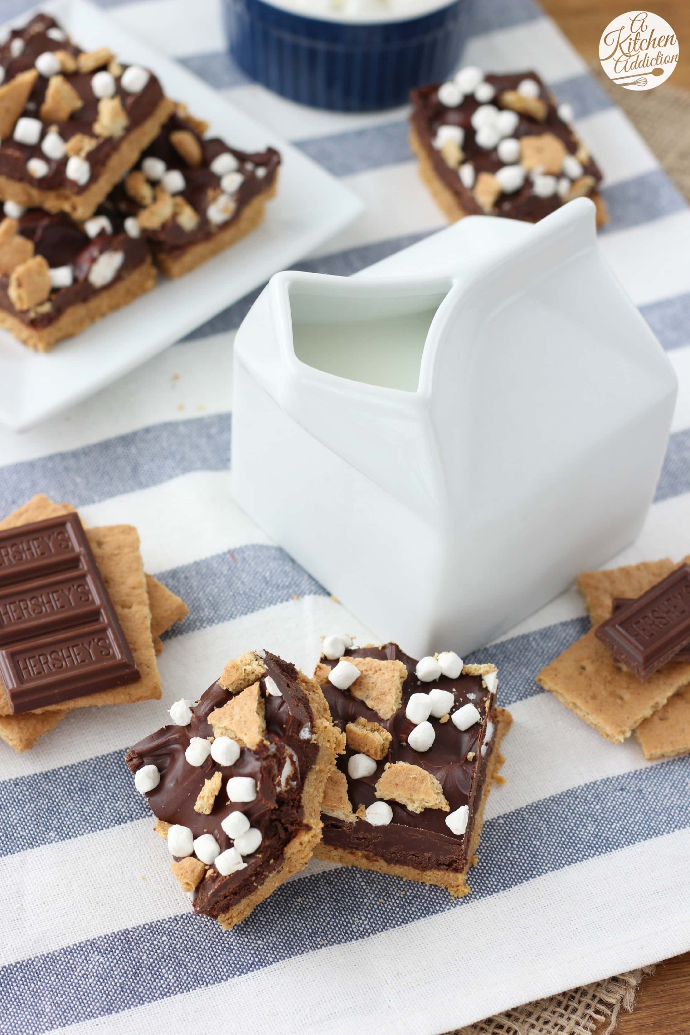 No Bake Peanut Butter S'mores Bars A Kitchen Addiction