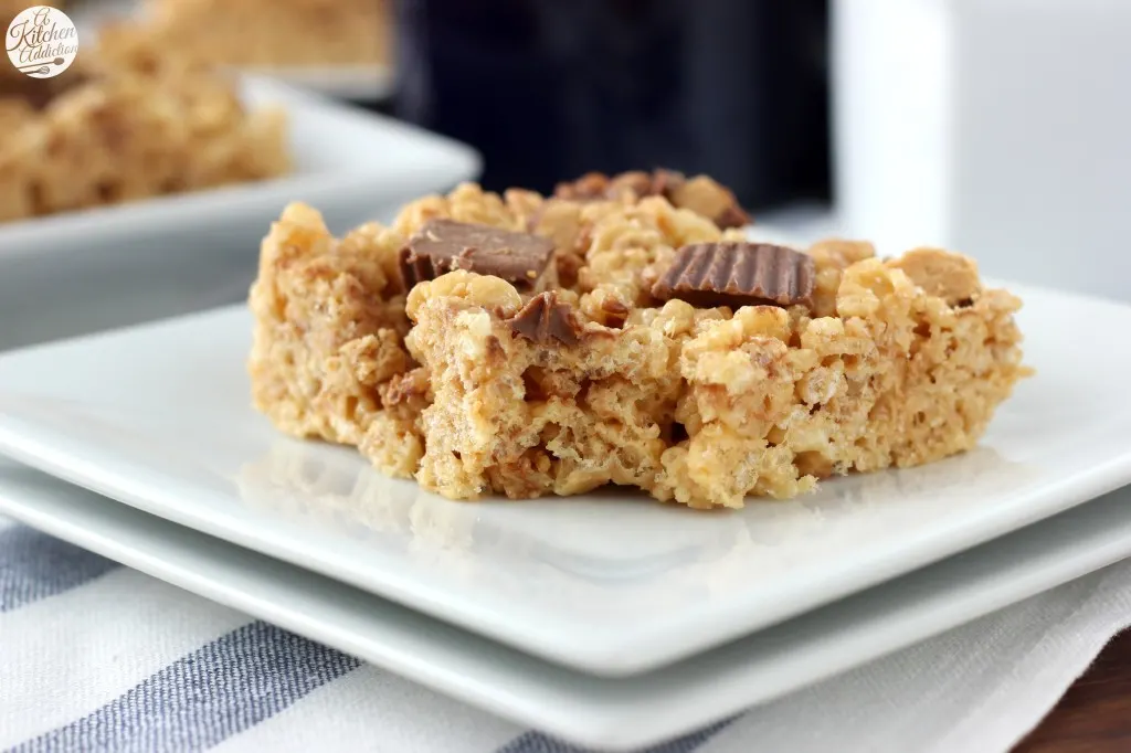 Peanut Butter Cup Rice Crispy Treats l www.a-kitchen-addiction.com