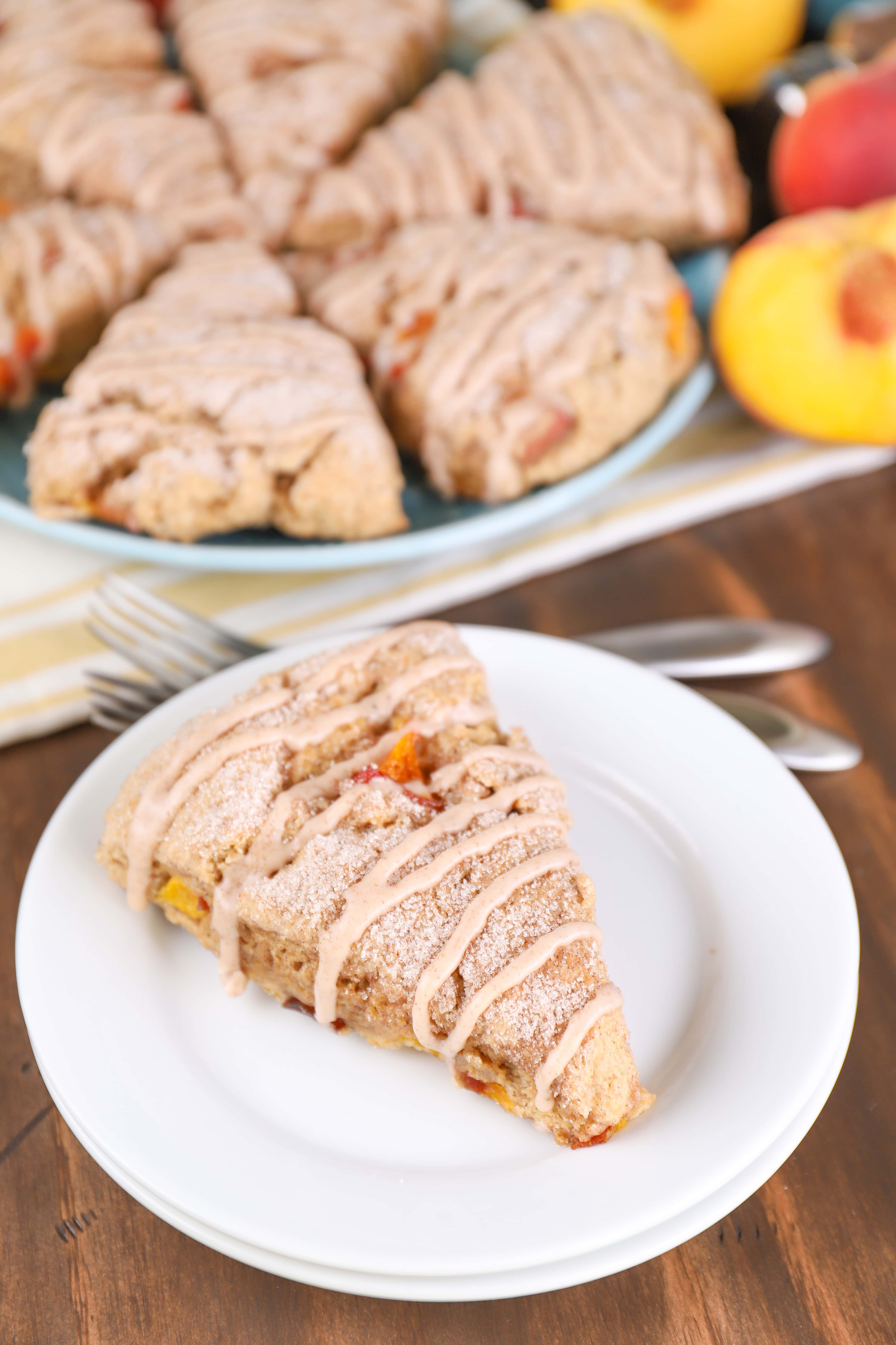 Fresh Peach Snickerdoodle Scones Recipe from A Kitchen Addiction