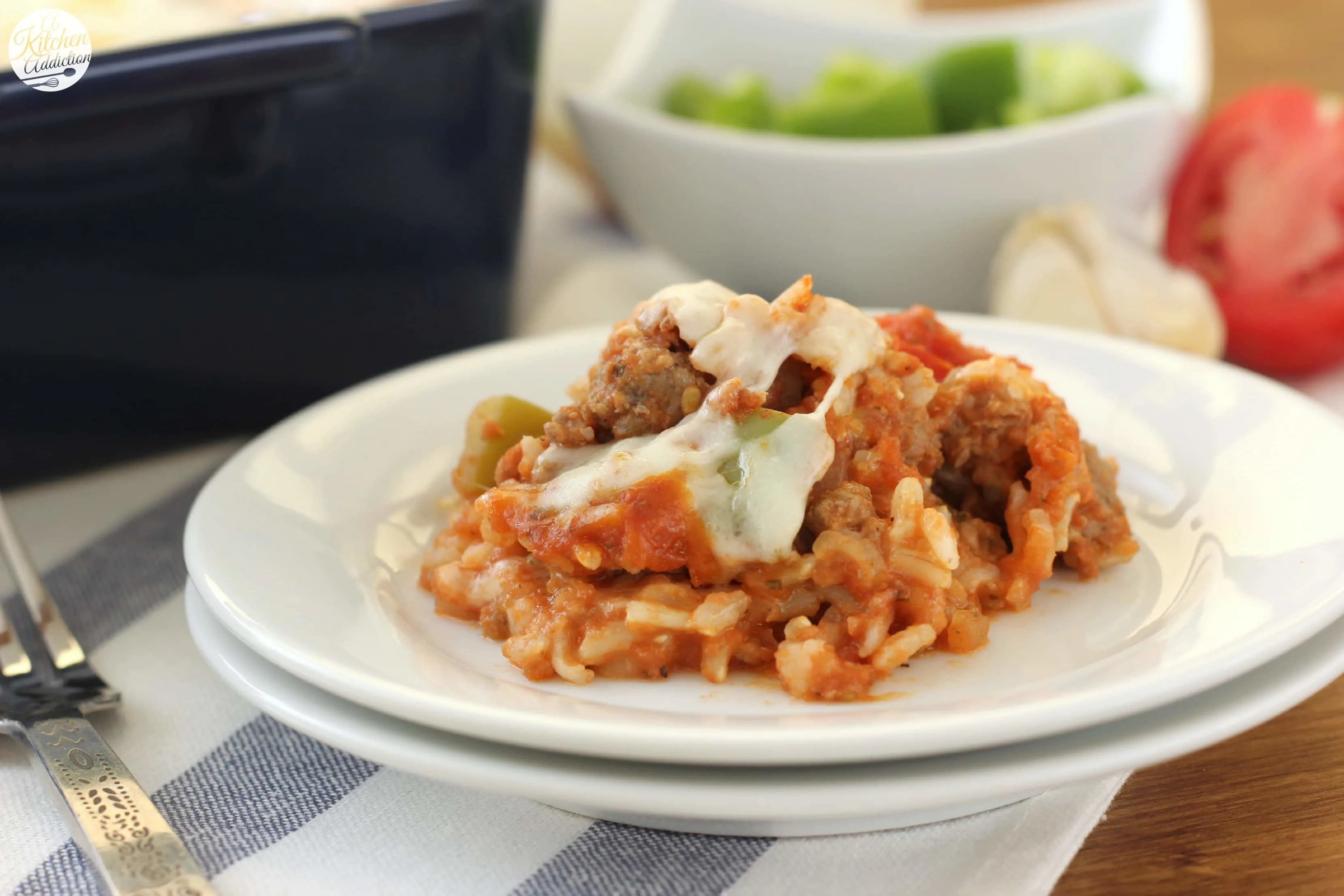 Lightened Up Stuffed Pepper Casserole Recipe l www.a-kitchen-addiction.com