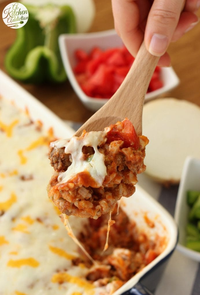 Lightened Up Stuffed Pepper Casserole - A Kitchen Addiction