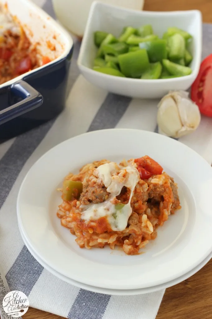 Lightened Up stuffed Pepper Casserole Recipe l www.-kitchen-addiction.com