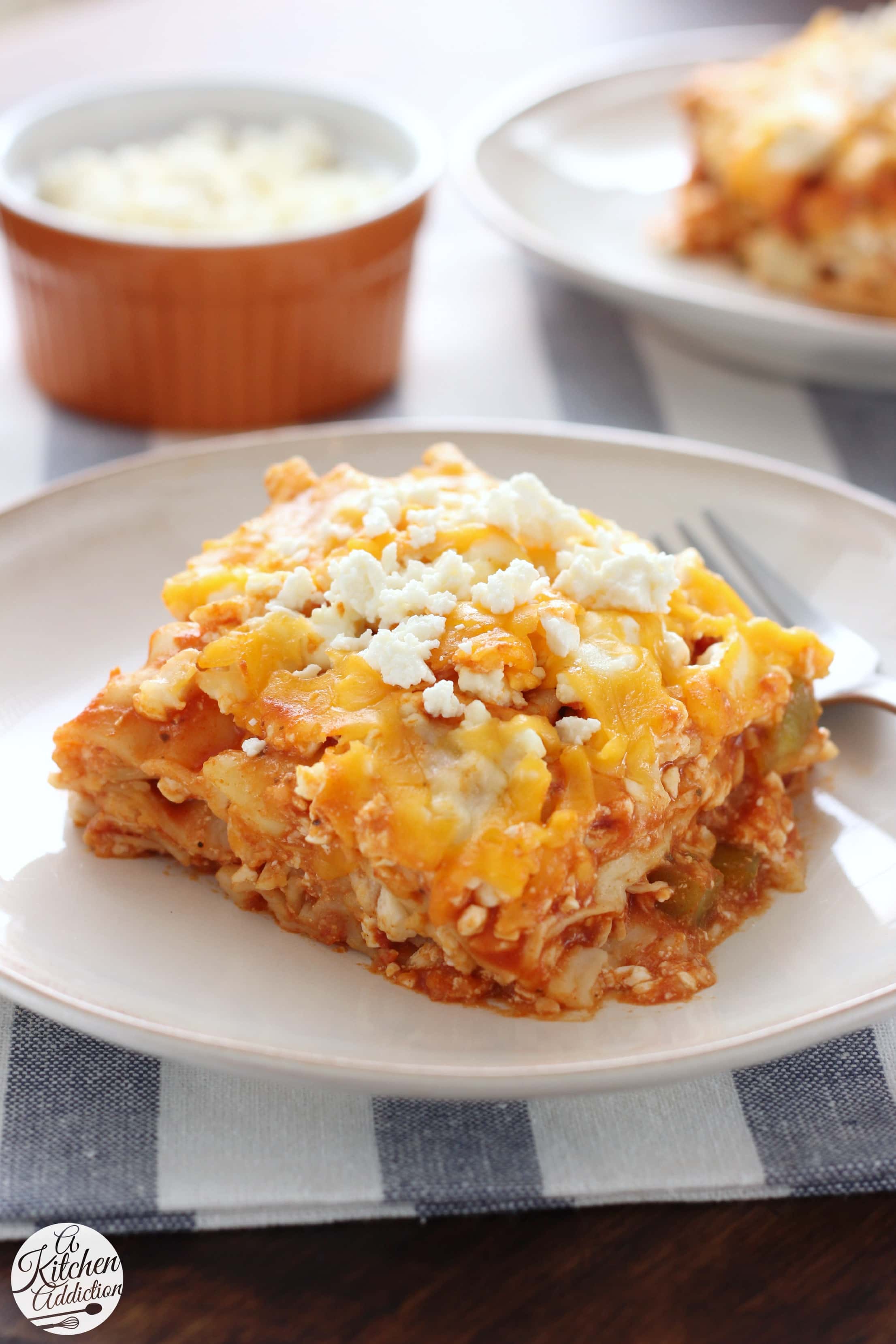 Slow Cooker Buffalo Chicken Lasagna - A Kitchen Addiction