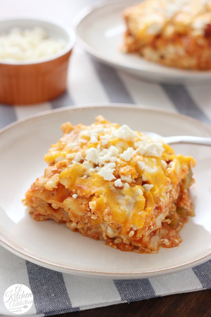 Slow Cooker Buffalo Chicken Lasagna -- A quick and easy crock pot recipe!