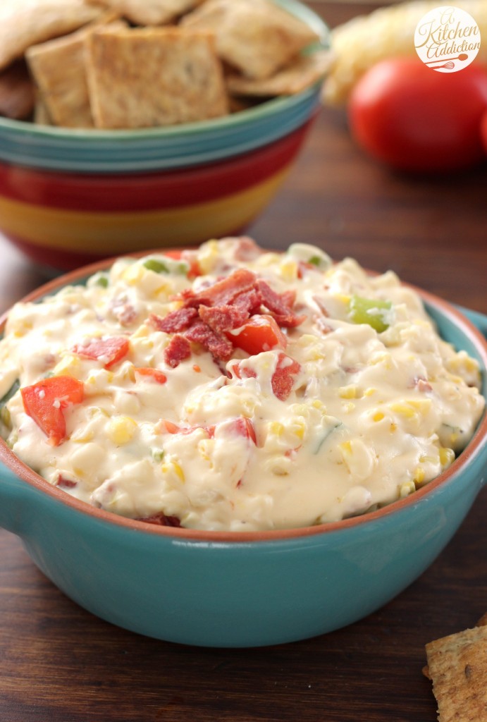 Lightened Up Cheesy Bacon Corn Dip Recipe l www.a-kitchen-addiction.com