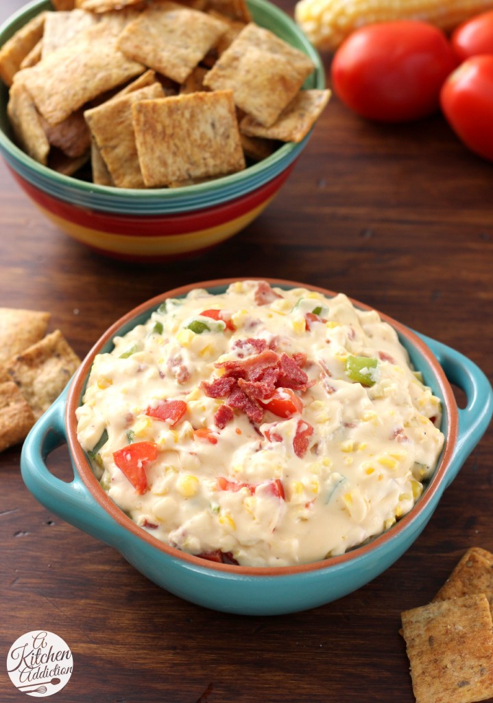 Lightened Up Cheesy Bacon Corn Dip Recipe l www.a-kitchen-addiction.com