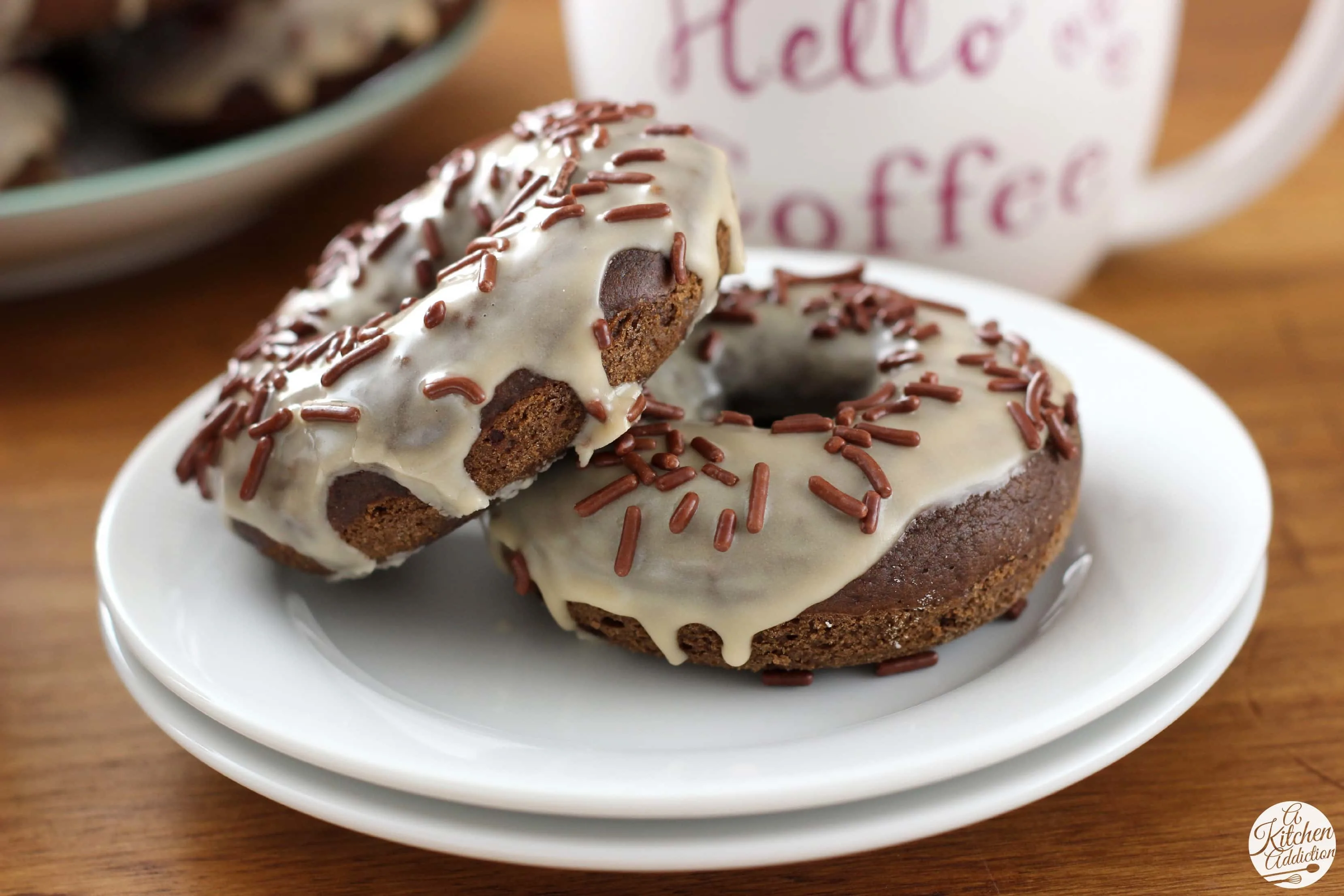 Mocha Chip Donuts l www.a-kitchen-addiction.com #CoffeeBuzz