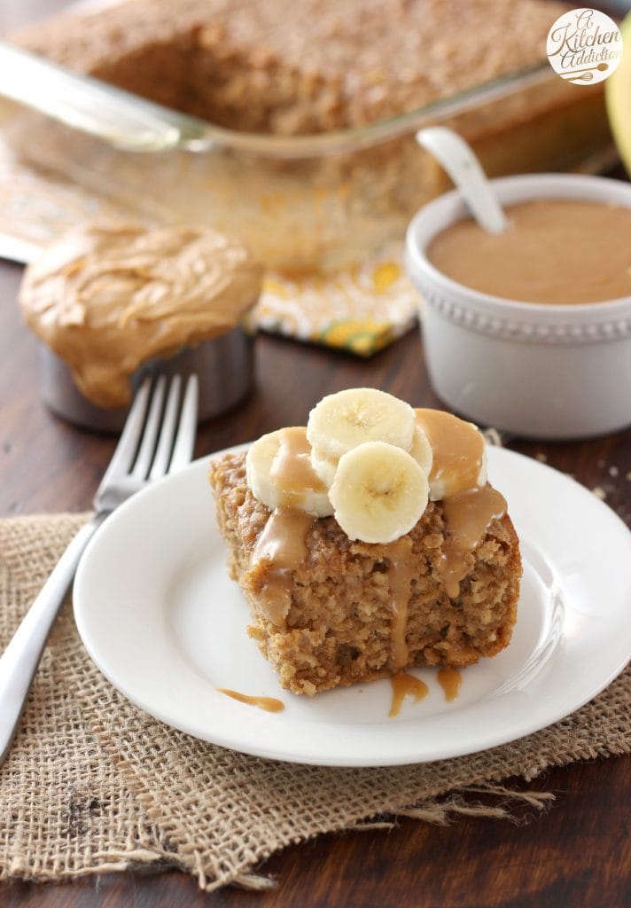 Peanut Butter Banana Bread Baked Oatmeal Recipe l www.a-kitchen-addiction.com