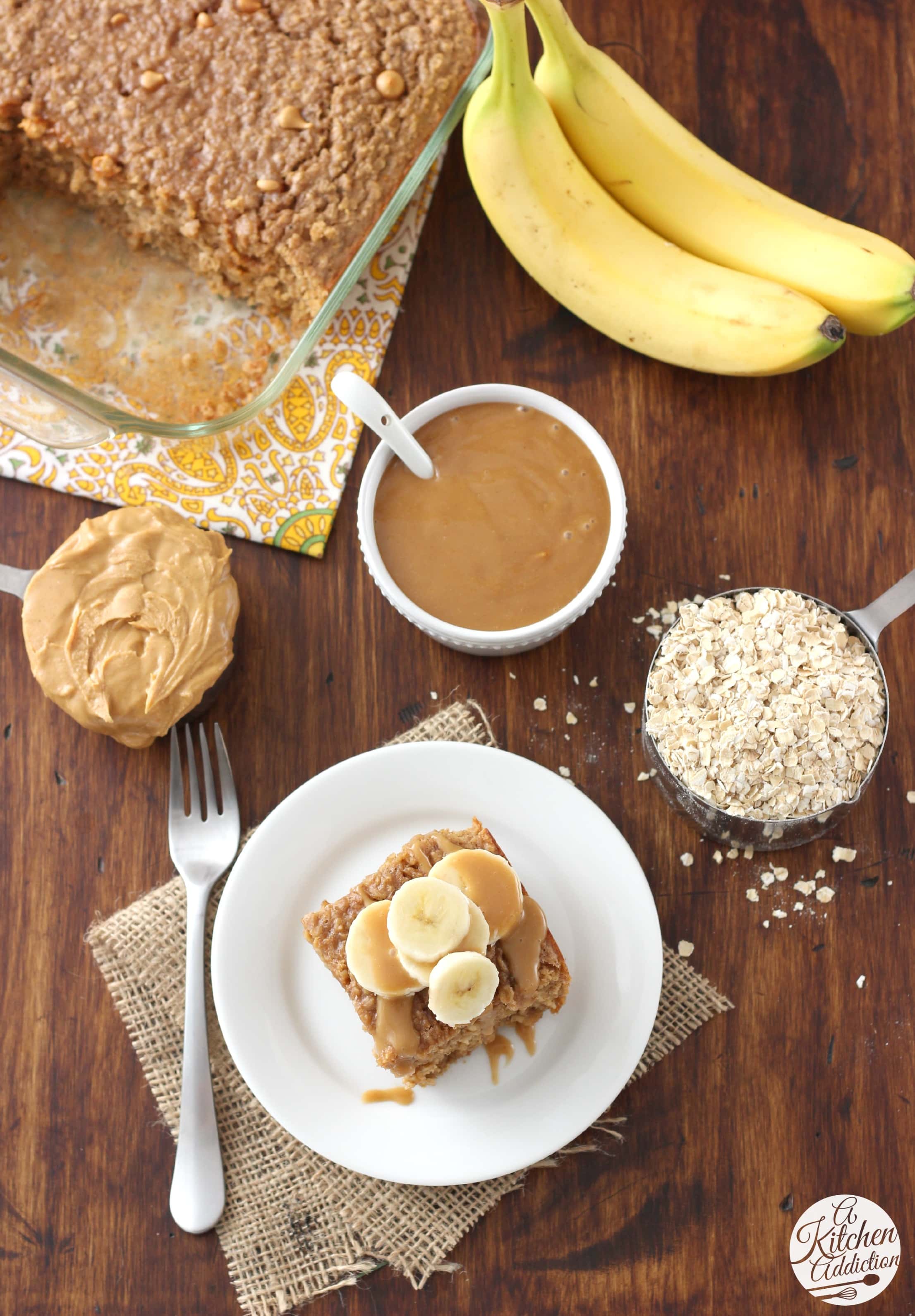 Peanut Butter Banana Bread Baked Oatmeal - A Kitchen Addiction