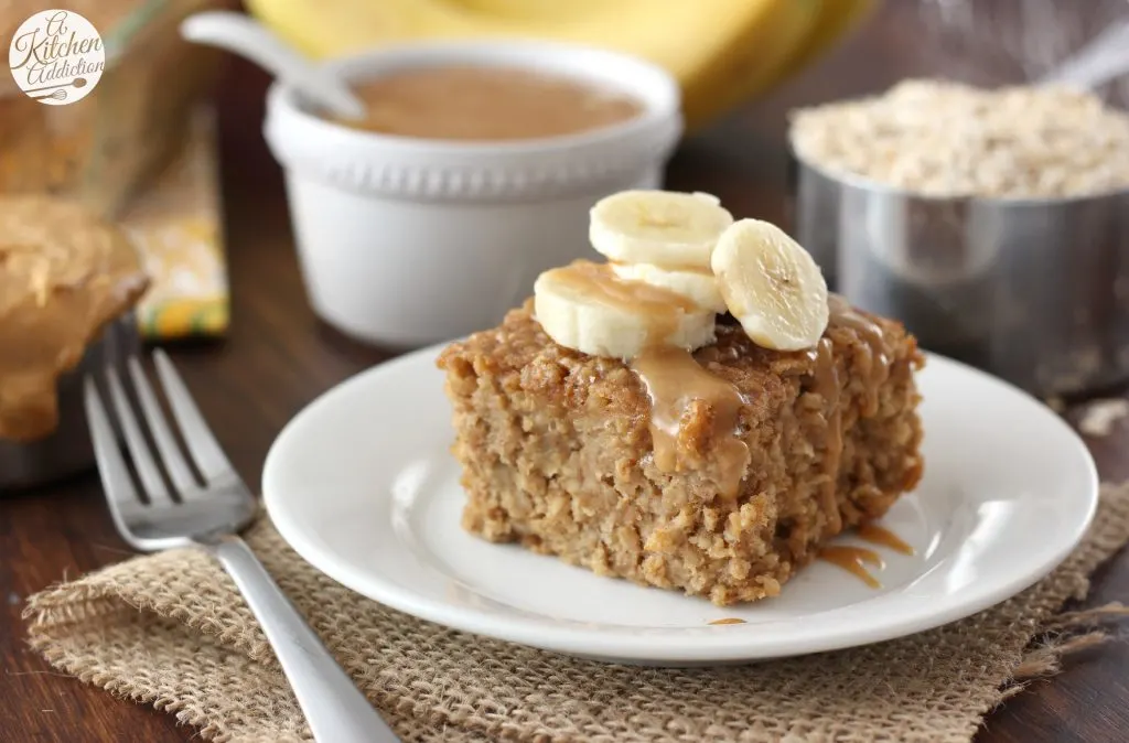 Peanut Butter Banana Bread Baked Oatmeal Recipe l www.a-kitchen-addiction.com