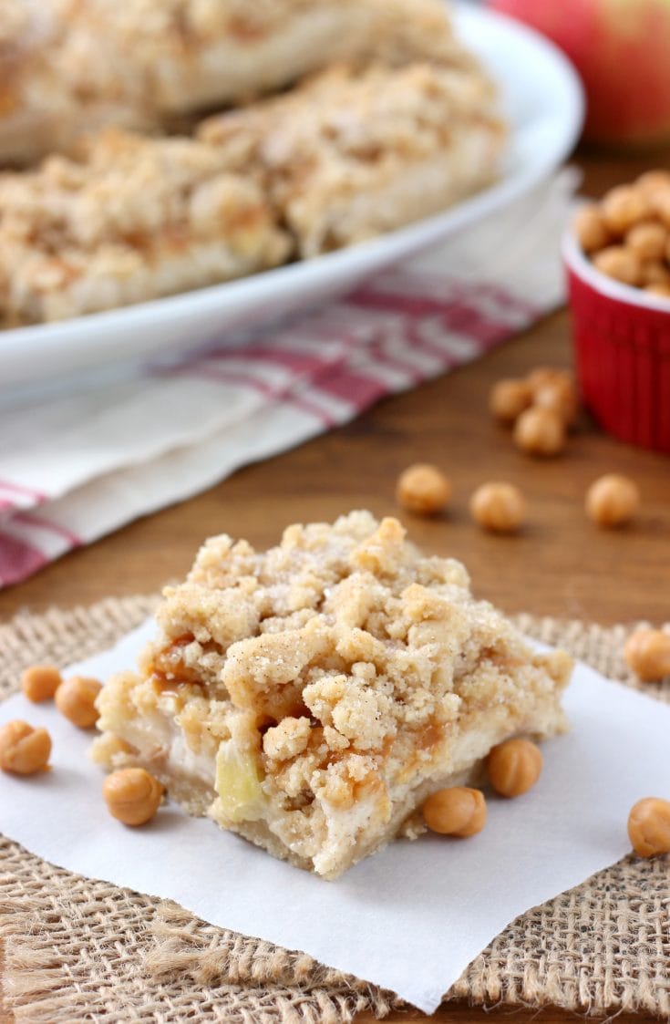 Caramel Apple Snickerdoodle Cheesecake Bars - A Kitchen Addiction