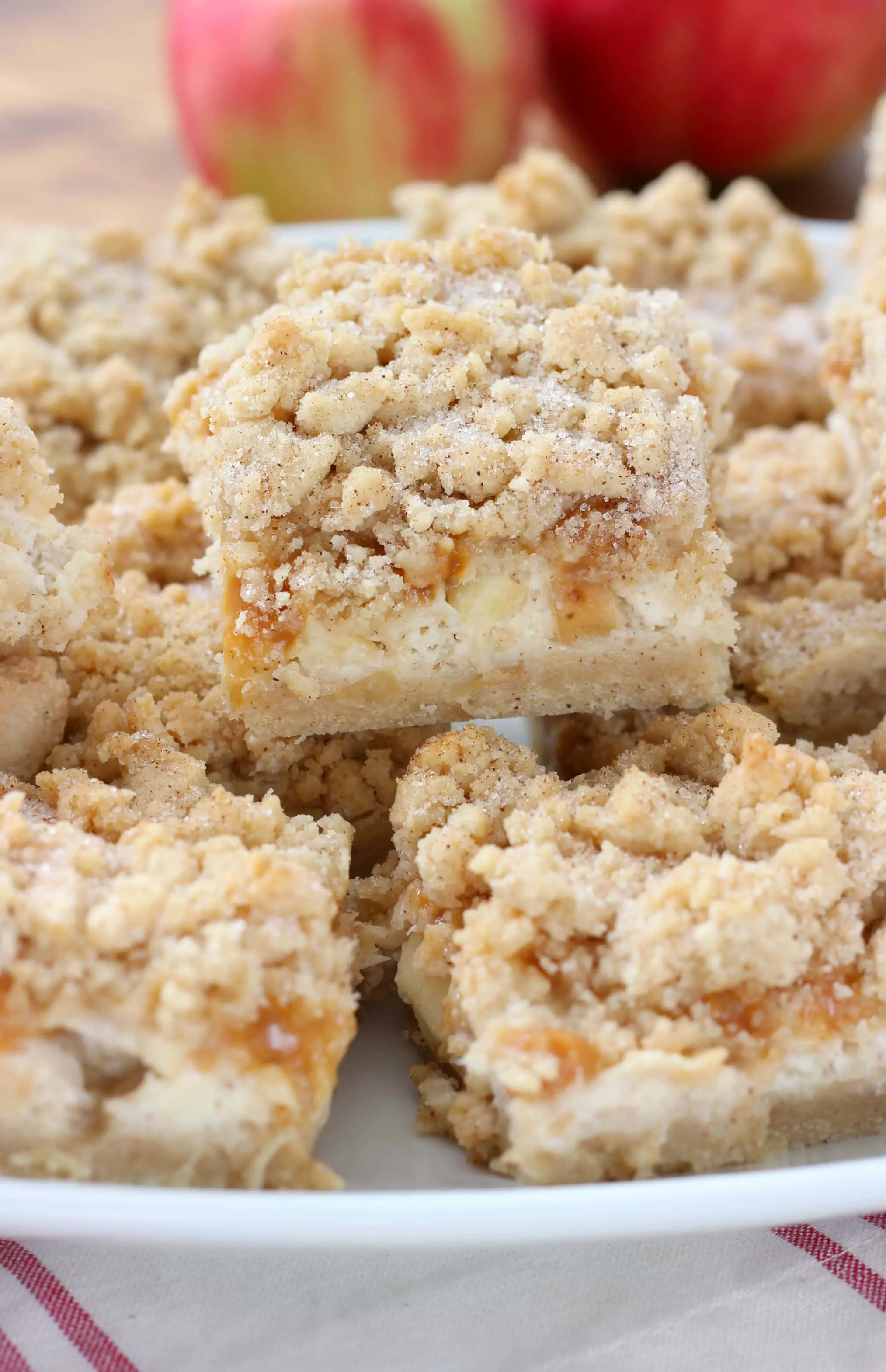 Caramel Apple Snickerdoodle Cheesecake Bars Recipe from A Kitchen Addiction