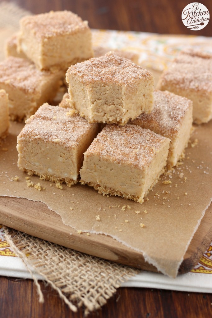 Pumpkin Pie Fudge complete with a graham cracker crust from A Kitchen Addiction