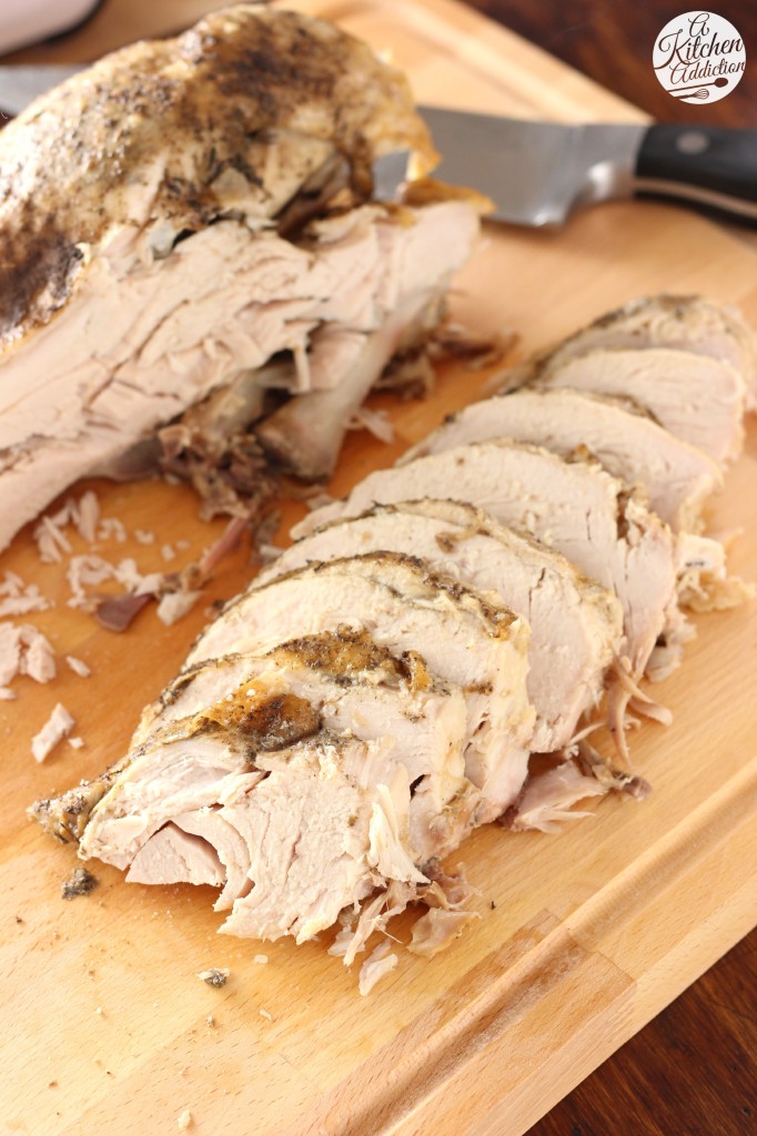 Easy Slow Cooker Herbed Butter Turkey Breast Recipe from A Kitchen Addiction