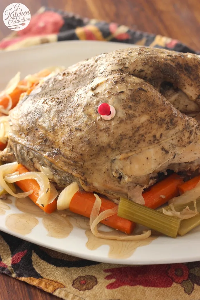 Easy Slow Cooker Herbed Butter Turkey Breast Recipe l www.a-kitchen-addiction.com