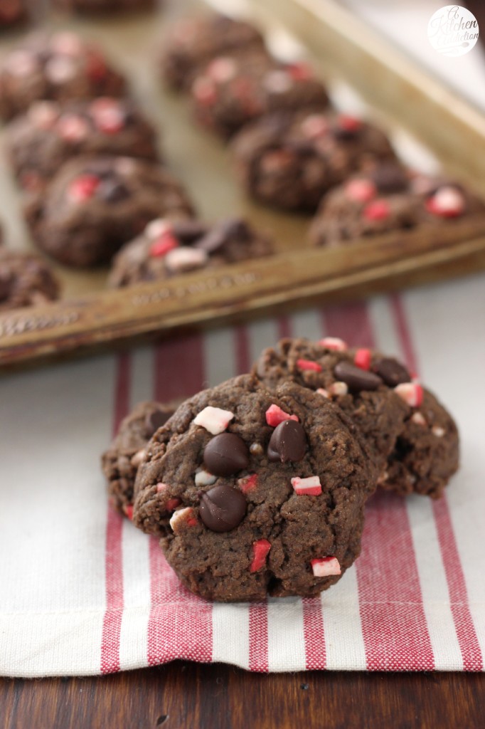 Dark Chocolate Peppermint Crunch Cookies Recipe from A Kitchen Addiction