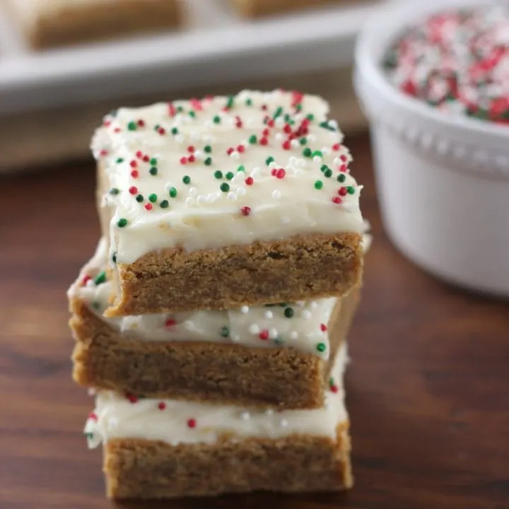 Gingerbread Bars with Eggnog Cream Cheese Frosting Recipe - A Kitchen Addiction