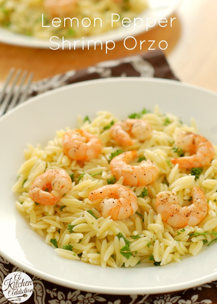 Lemon Pepper Shrimp Orzo Recipe from A Kitchen Addiction