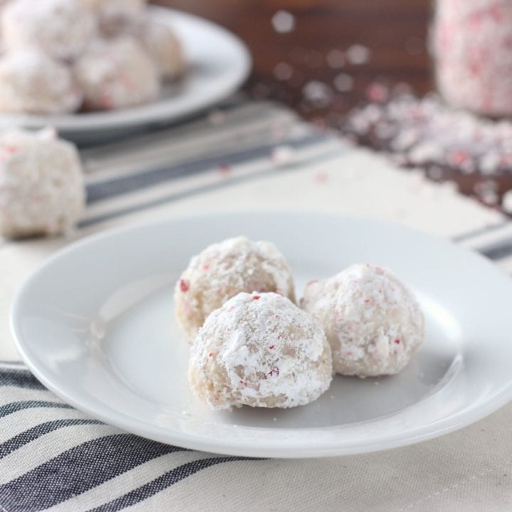 Easy Peppermint Crunch Snowball Cookies Recipe from A Kitchen Addiction