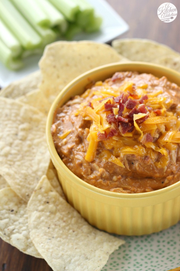 Easy Slow Cooker Barbecue Chicken Bacon Dip from A Kitchen Addiction