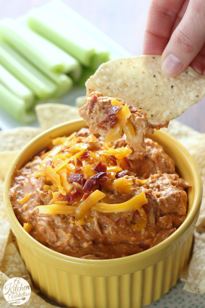 Easy Slow Cooker Barbecue Chicken Bacon Dip from A Kitchen Addiction