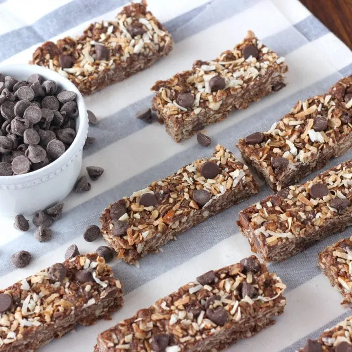 Easy Chocolate Almond Joy Granola Bars Recipe from A Kitchen Addiction