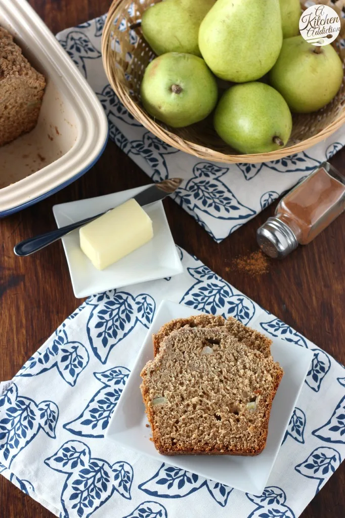 Cinnamon Pear Yogurt Bread Recipe from A Kitchen Addiction