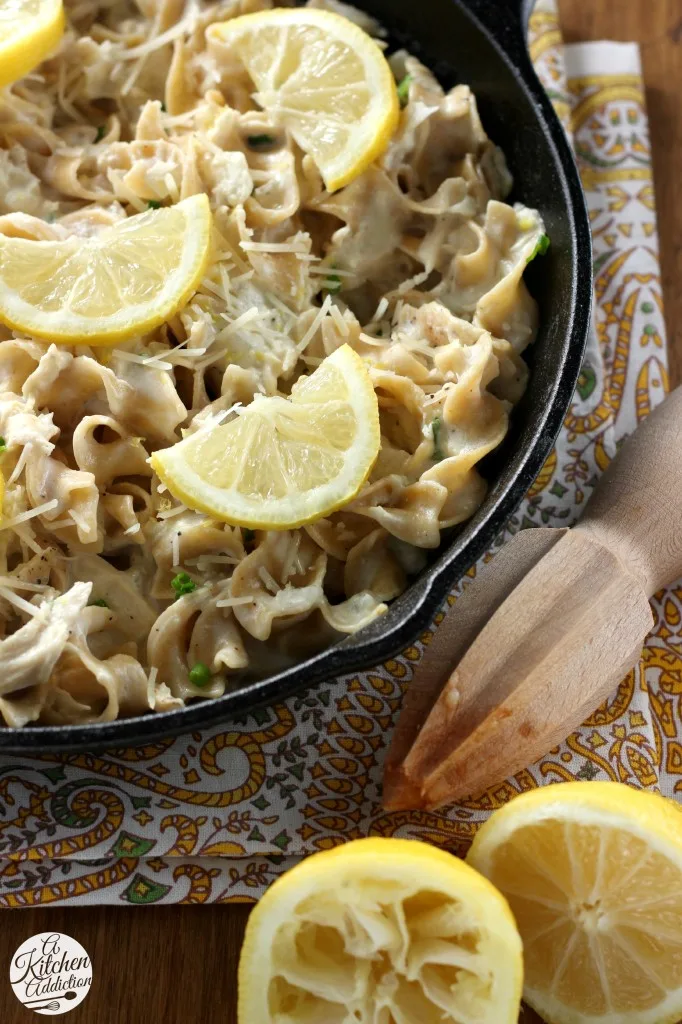 30 Minute Lemony Chicken and Chives Noodle Skillet l www.a-kitchen-addiction.com