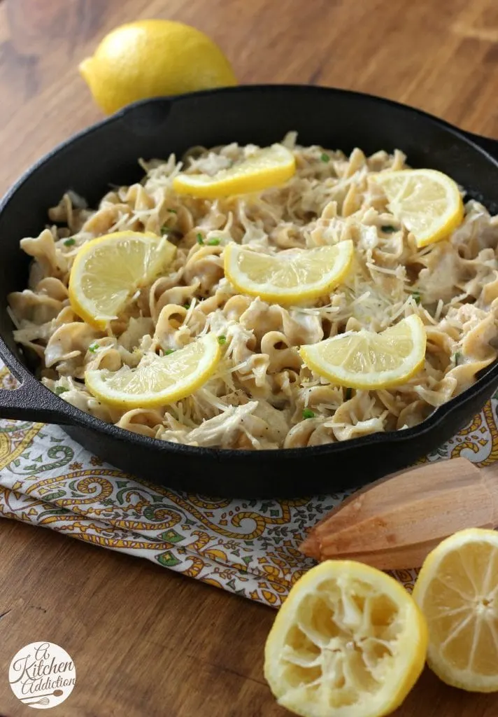 Quick and Easy Lemony Chicken Noodle Skillet Recipe from A Kitchen Addiction