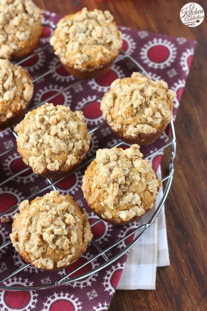 Peanut Butter Honey Oat Muffins from A Kitchen Addiction