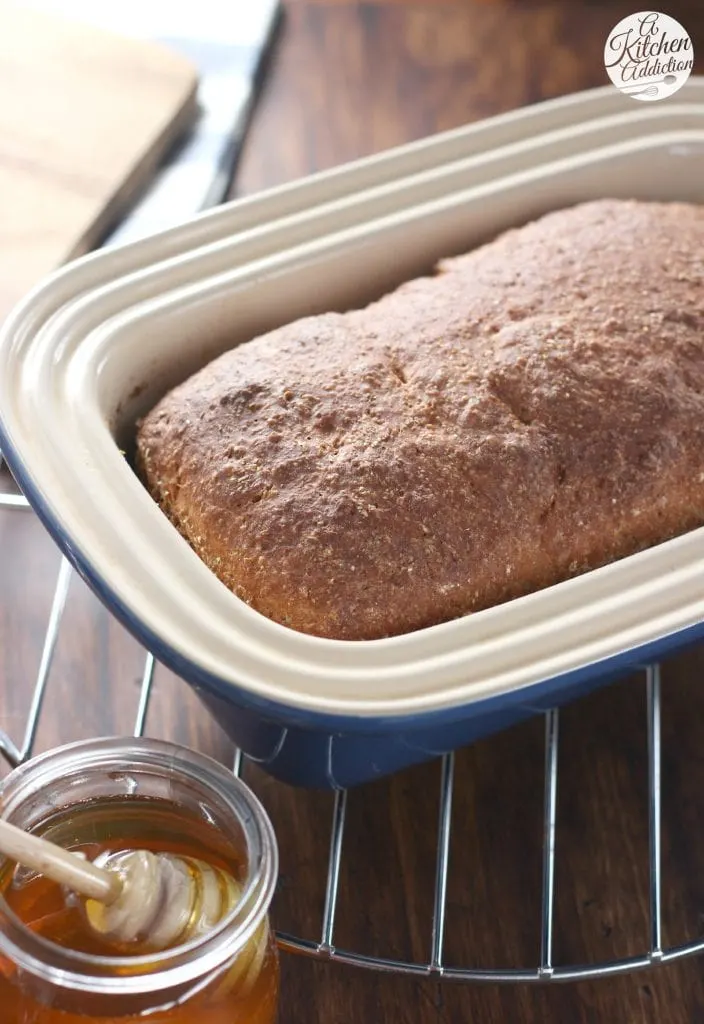 Easy Cinnamon Honey Wheat English Muffin Bread from A Kitchen Addiction