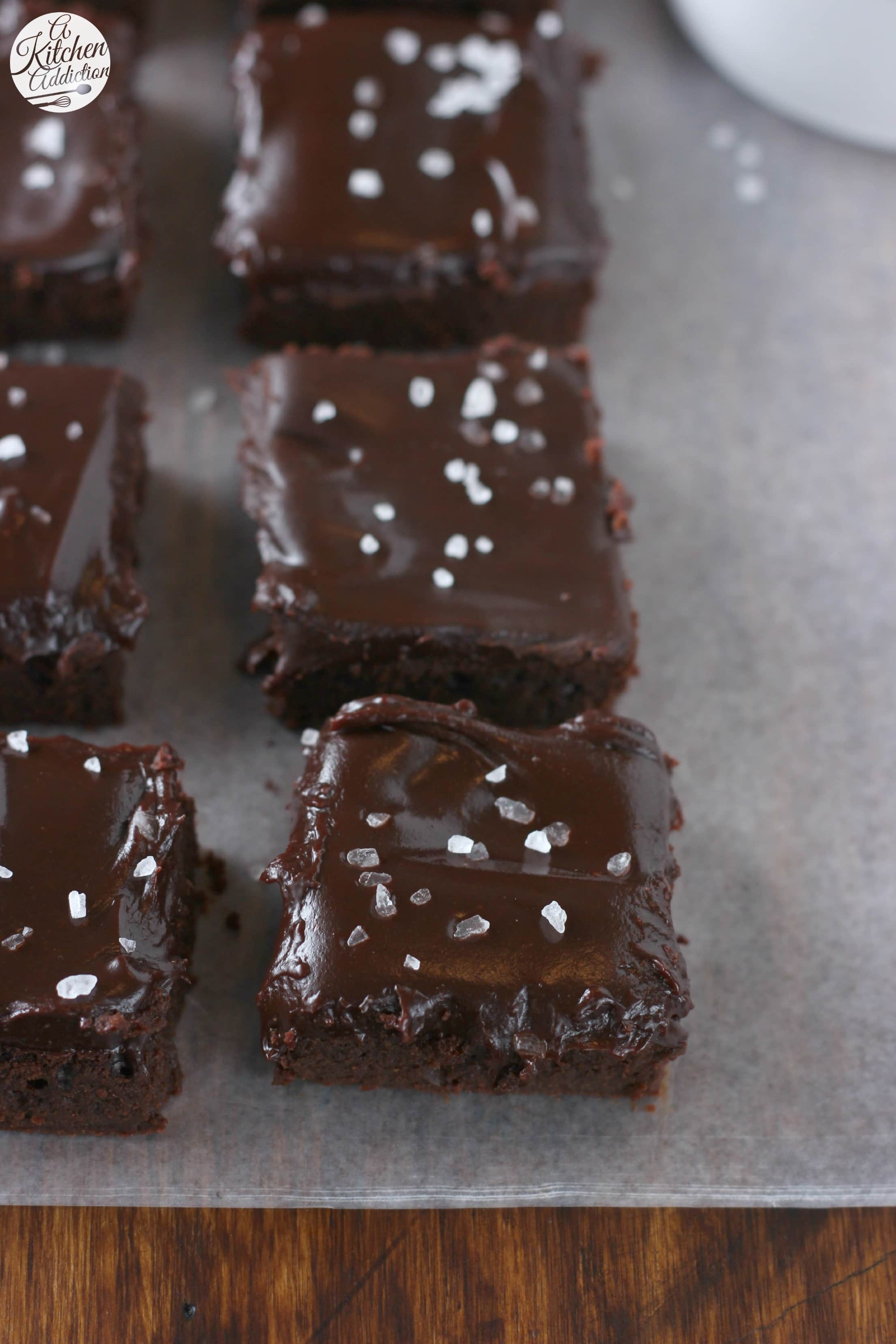 Fudgy Flourless Brownies with Sea Salt Ganache A Kitchen Addiction