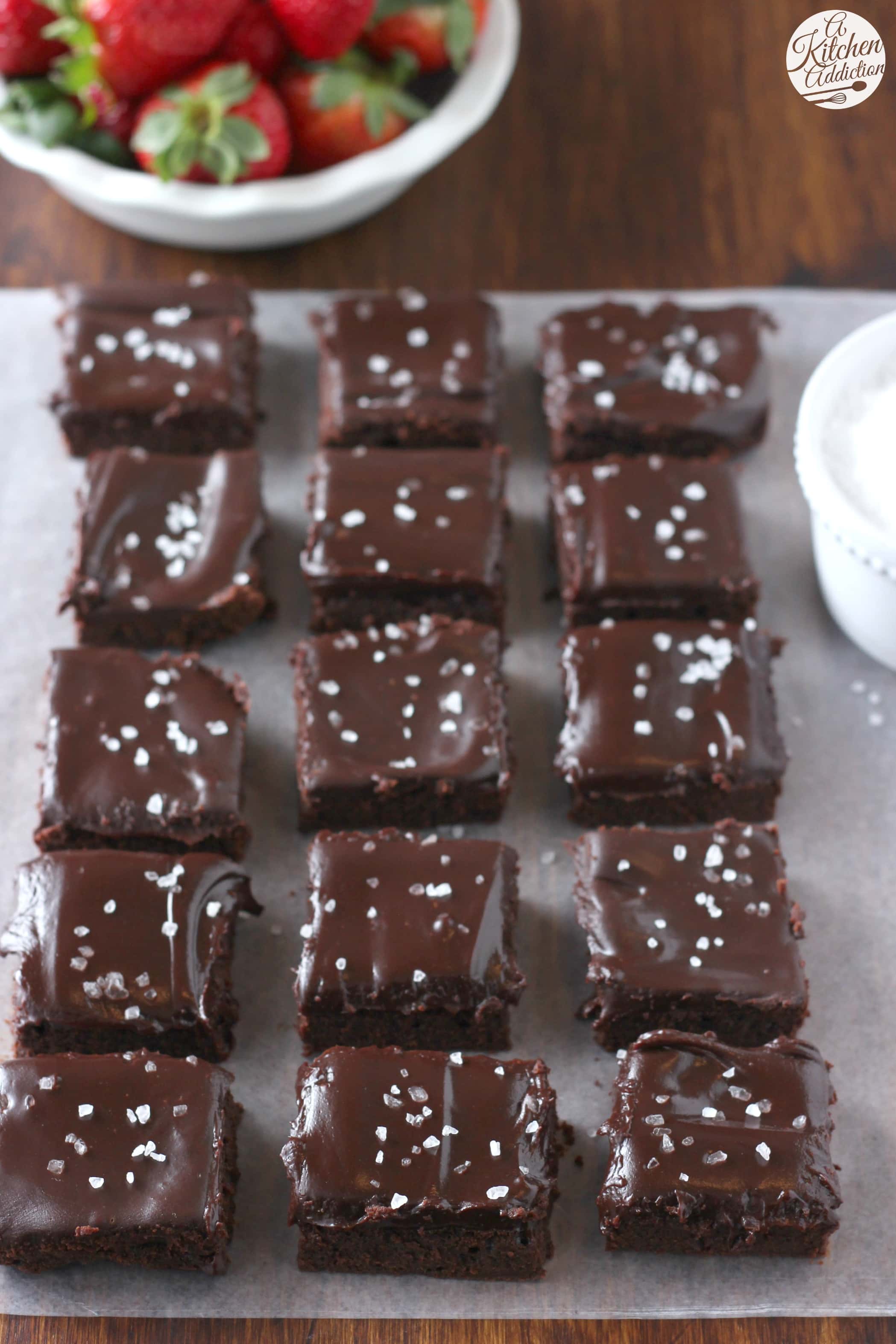 Fudgy Flourless Brownies with Sea Salt Ganache A Kitchen Addiction