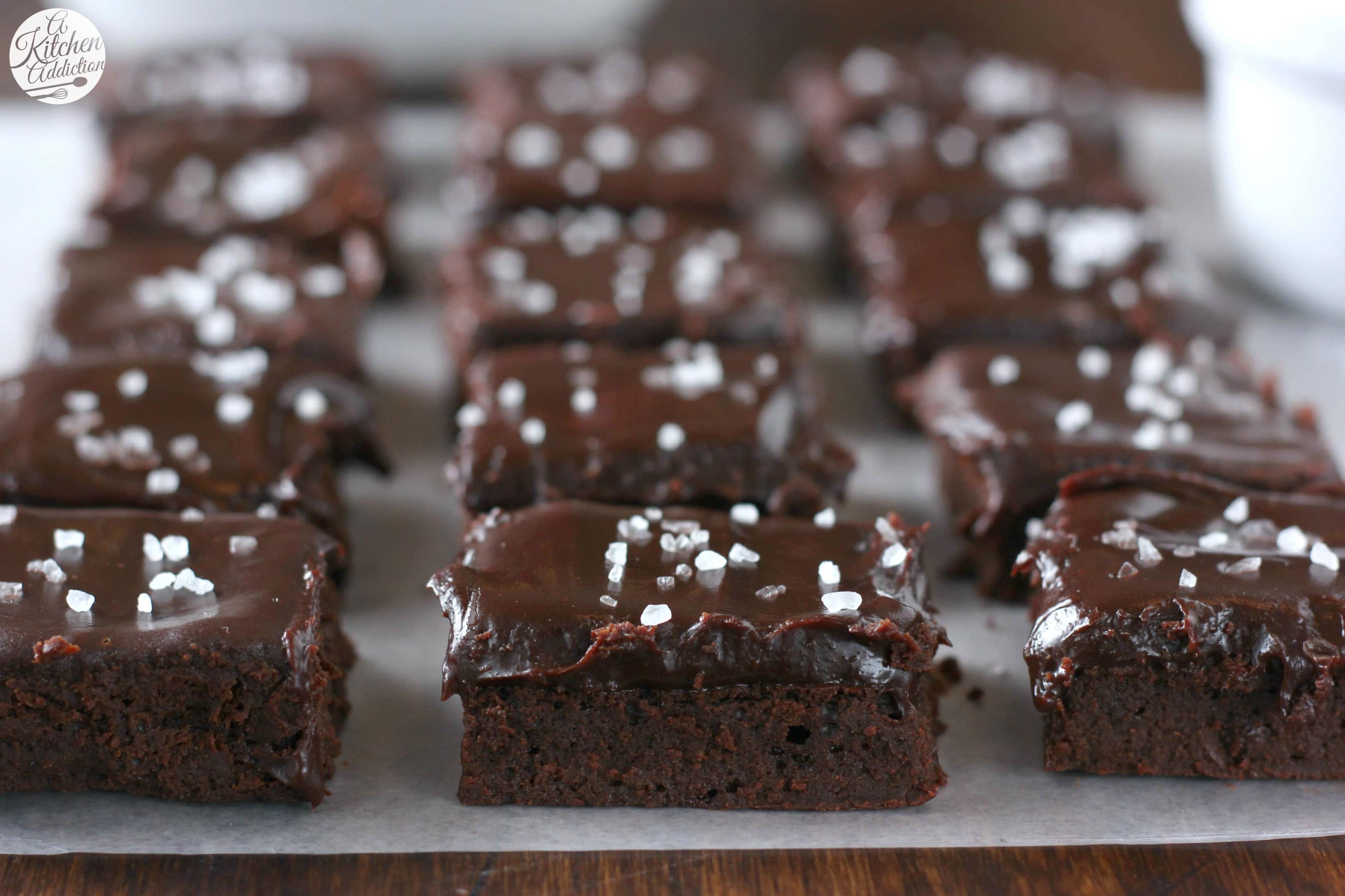Fudgy Flourless Brownies with Sea Salt Ganache A Kitchen Addiction