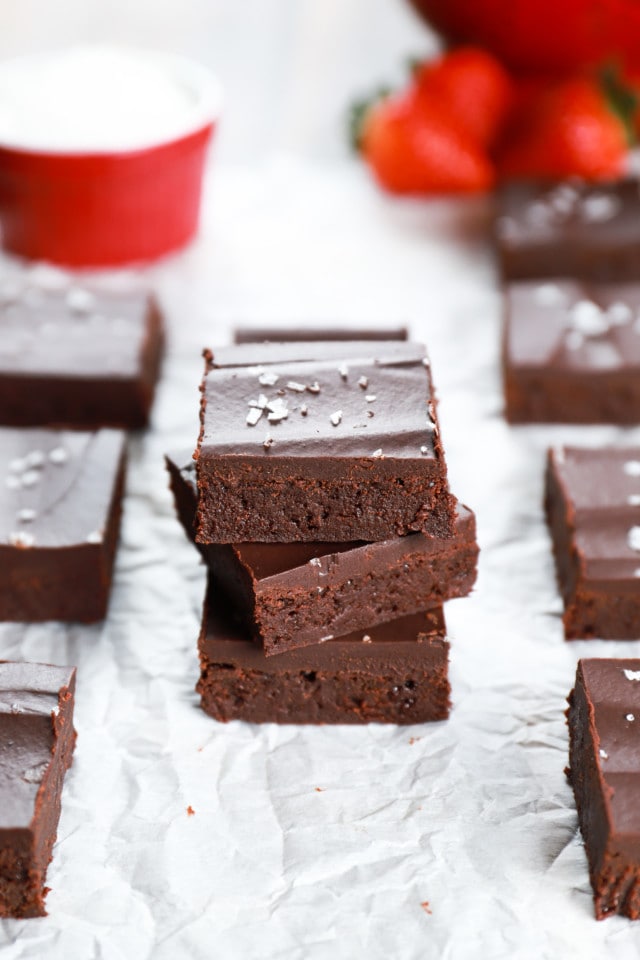 Fudgy Flourless Brownies with Sea Salt Ganache A Kitchen Addiction