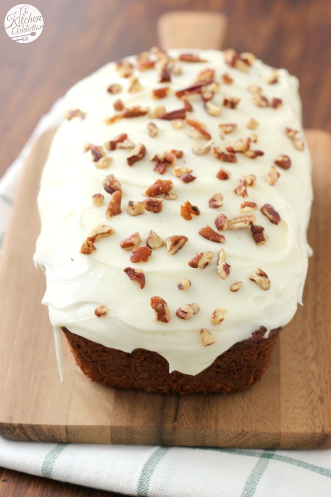 Carrot Cake Quick Bread with Cream Cheese Frosting l www.a-kitchen-addiction.com @akitchenaddict