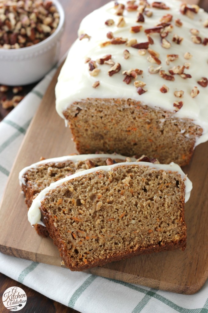 Carrot Cake Quick Bread with Cream Cheese Frosting l www.a-kitchen-addiction.com @akitchenaddict