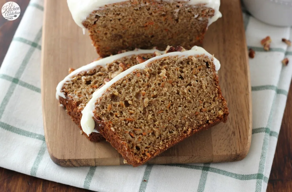 Carrot Cake Quick Bread with Cream Cheese Frosting Recipe from A Kitchen Addiction