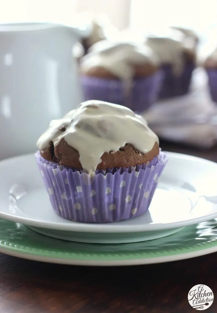 Mocha Chip Muffins with Coffee Glaze Recipe l www.a-kitchen-addiction.com