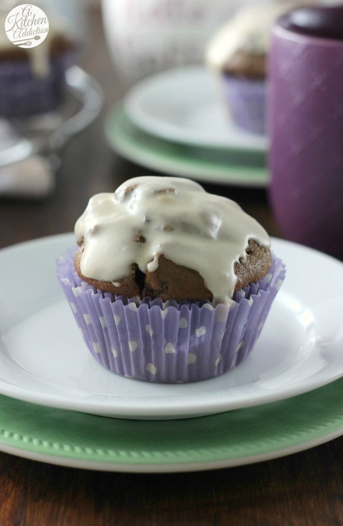 Mocha Chip Muffins with Coffee Glaze Recipe l www.a-kitchen-addiction.com