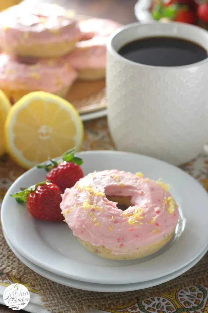 Strawberry Lemon Poppyseed Donuts Recipe l www.a-kitchen-addiction.com