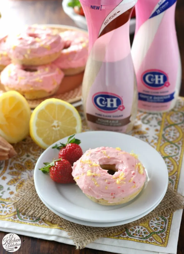 Strawberry Lemon Poppyseed Donuts with Fresh Strawberry Frosting from A Kitchen Addiction @akitchenaddict