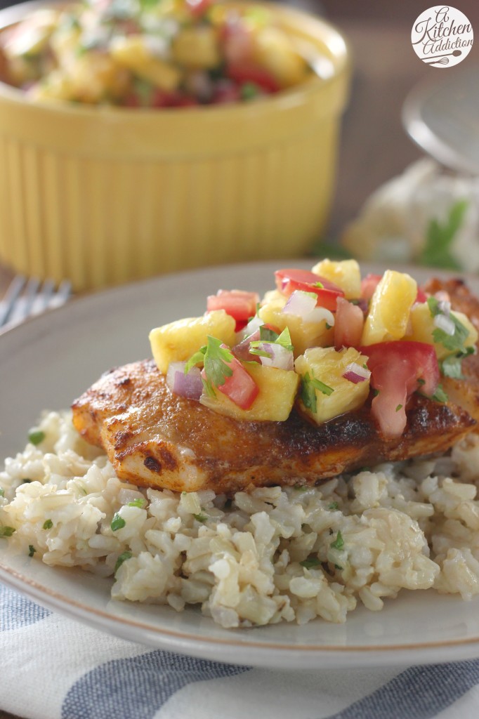 Pan Seared Blackened Cod with Fresh Pineapple Salsa l www.a-kitchen-addiction.com