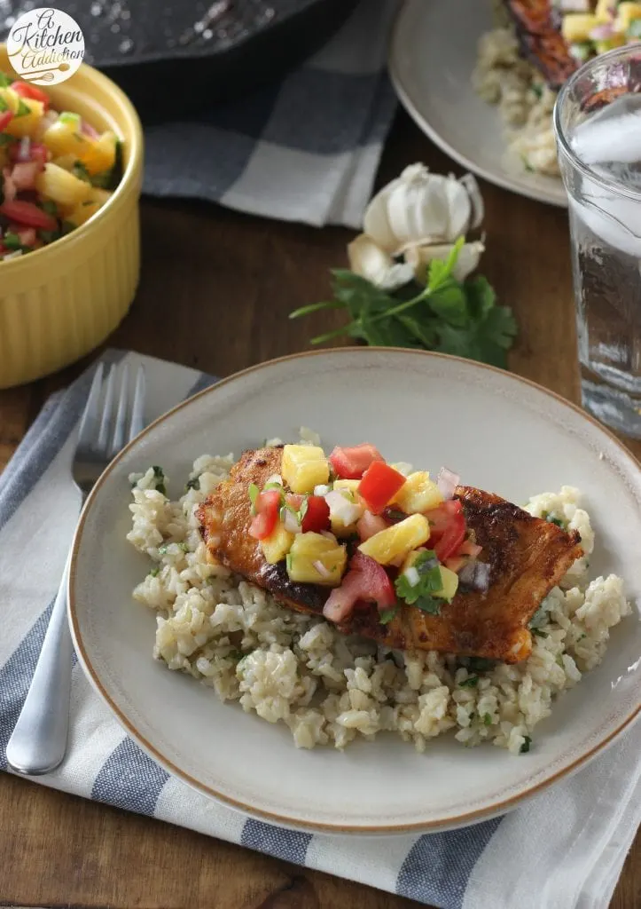 Pan Seared Blackened Cod with Fresh Pineapple Salsa l www.a-kitchen-addiction.com